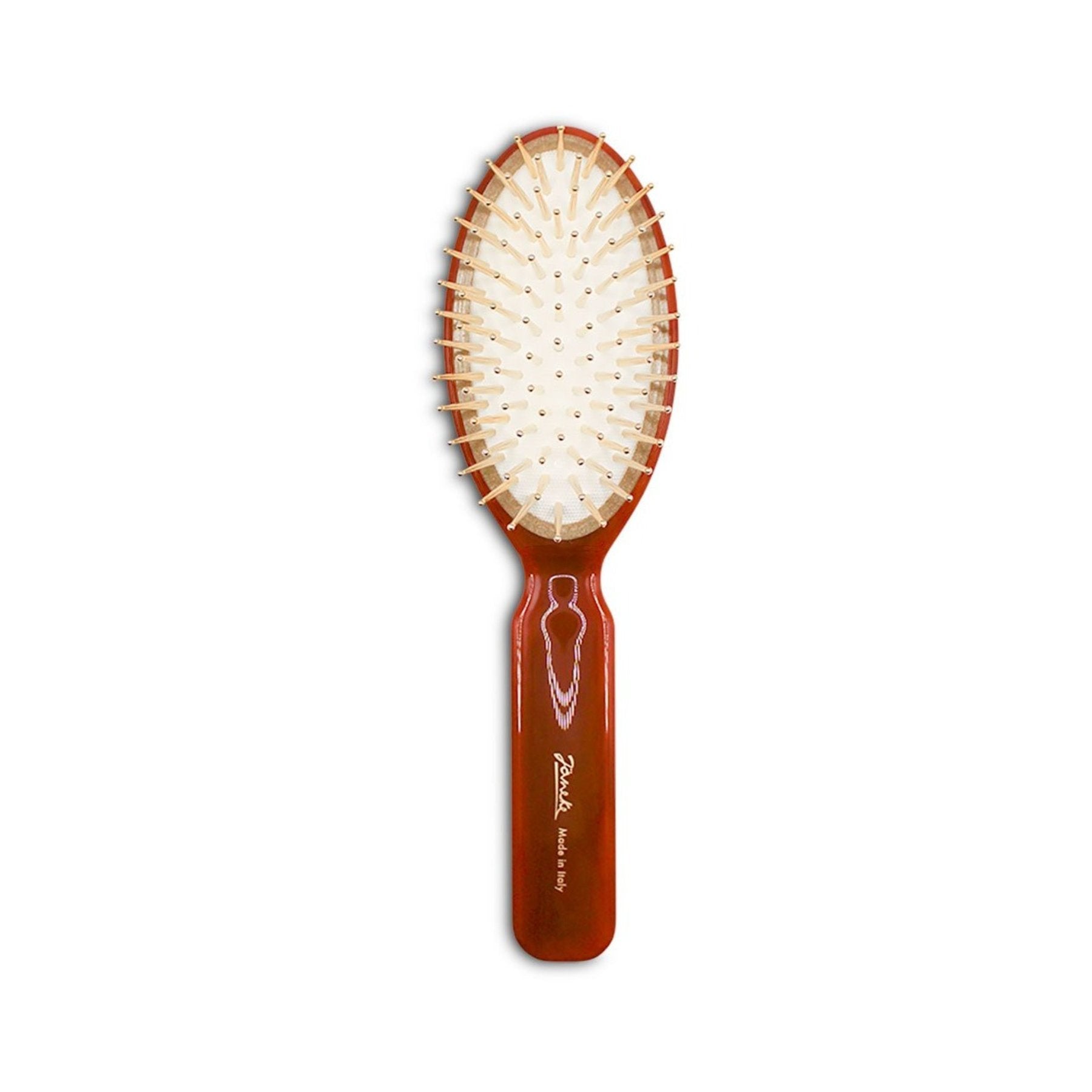 Large Oval Hairbrush With Gold Pins